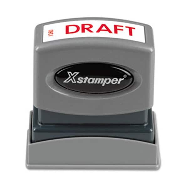 Xstamper Eco-Green Title Message Stamp- DRAFT- Pre-Inked-Re-Inkable- Red 1360 - main